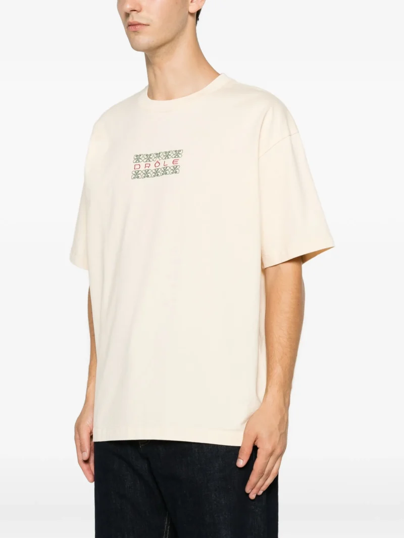 Tricou Drole De Monsieur embroidered-logo bej - imagine 5