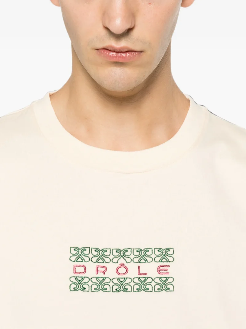Tricou Drole De Monsieur embroidered-logo bej - imagine 3