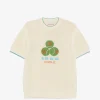 Tricou Drole De Monsieur logo-patch open-knit bej