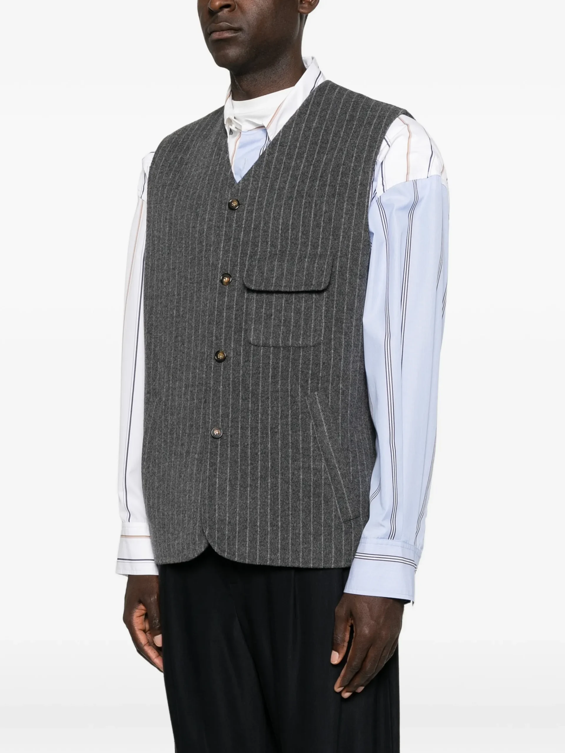 Vesta Drole De Monsieur pinstripe-pattern sleeveles gri - imagine 5