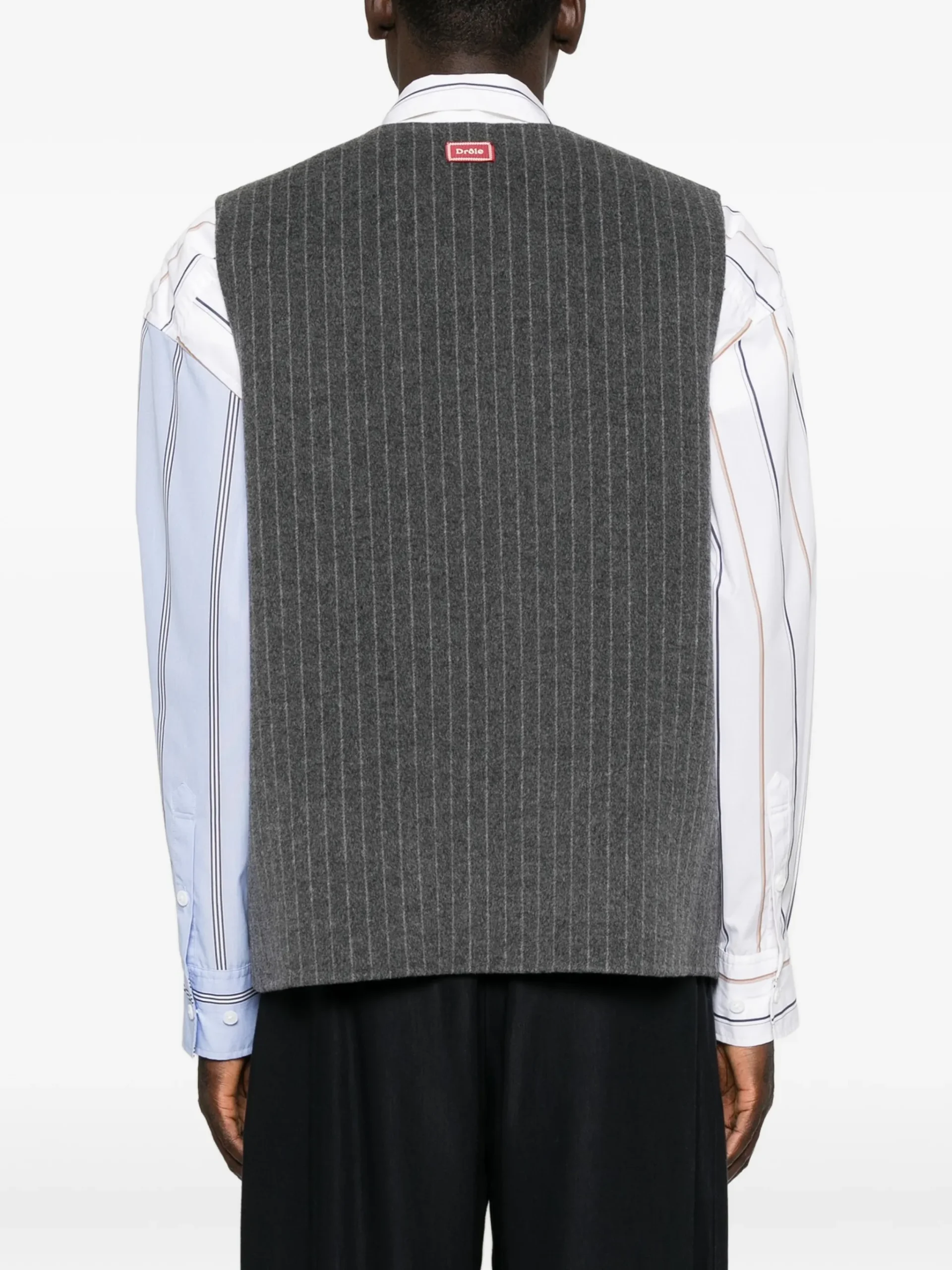 Vesta Drole De Monsieur pinstripe-pattern sleeveles gri - imagine 4
