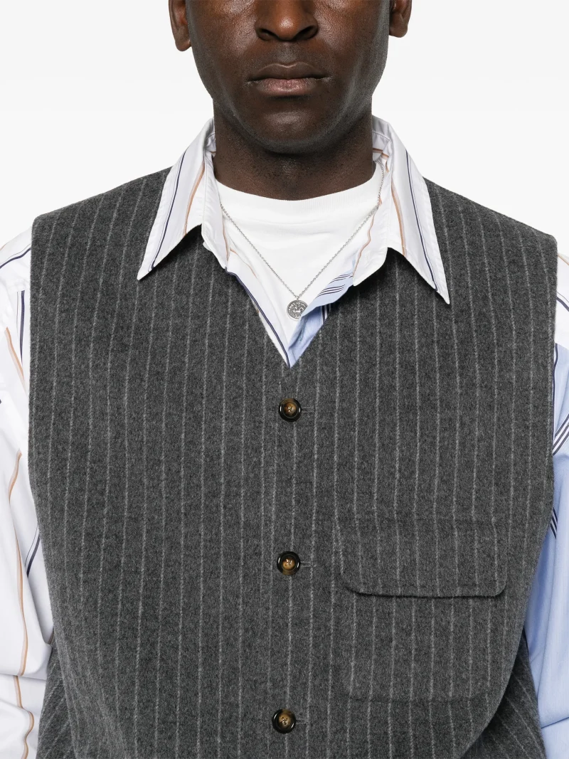 Vesta Drole De Monsieur pinstripe-pattern sleeveles gri - imagine 3