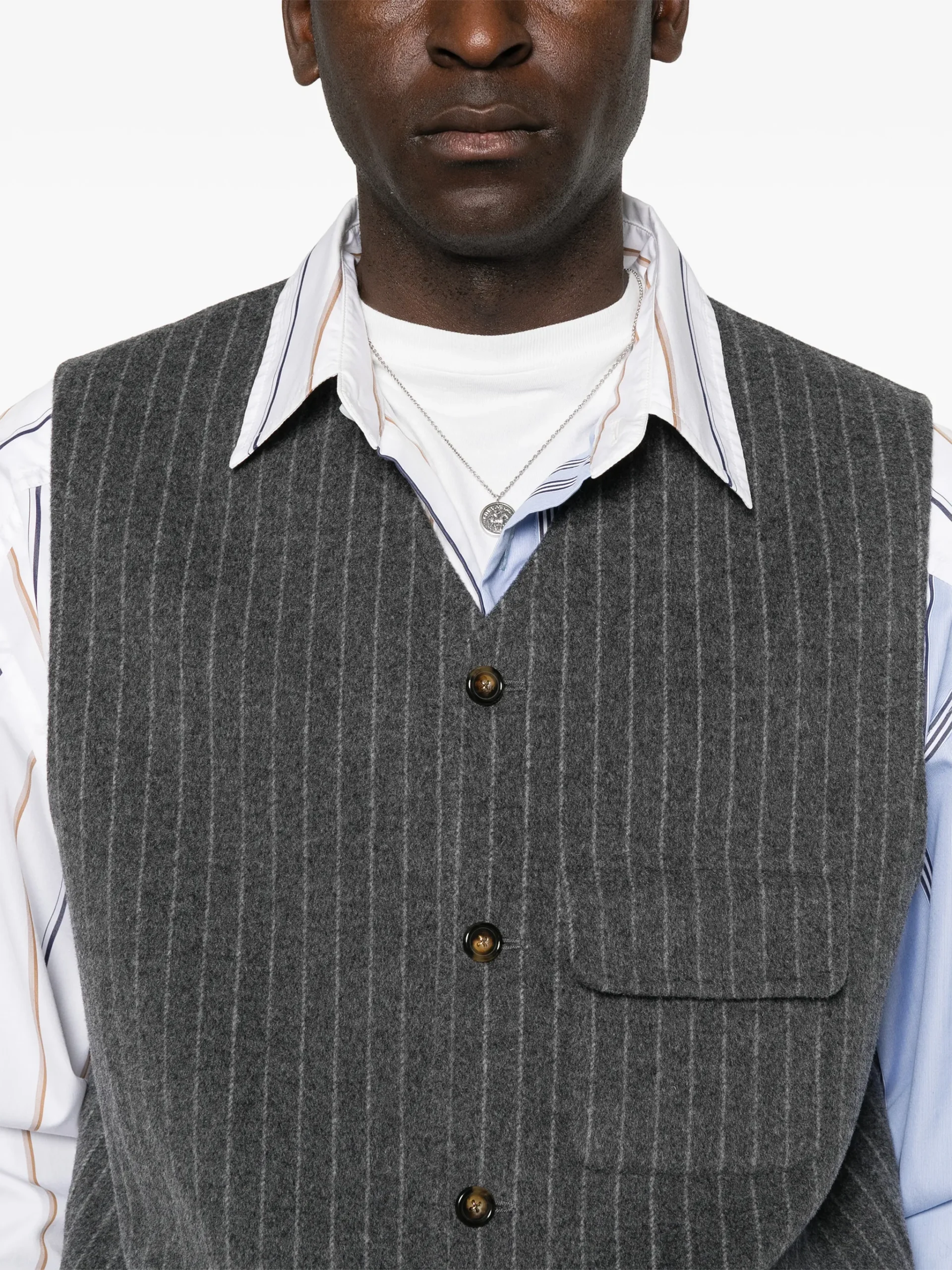 Vesta Drole De Monsieur pinstripe-pattern sleeveles gri - imagine 3