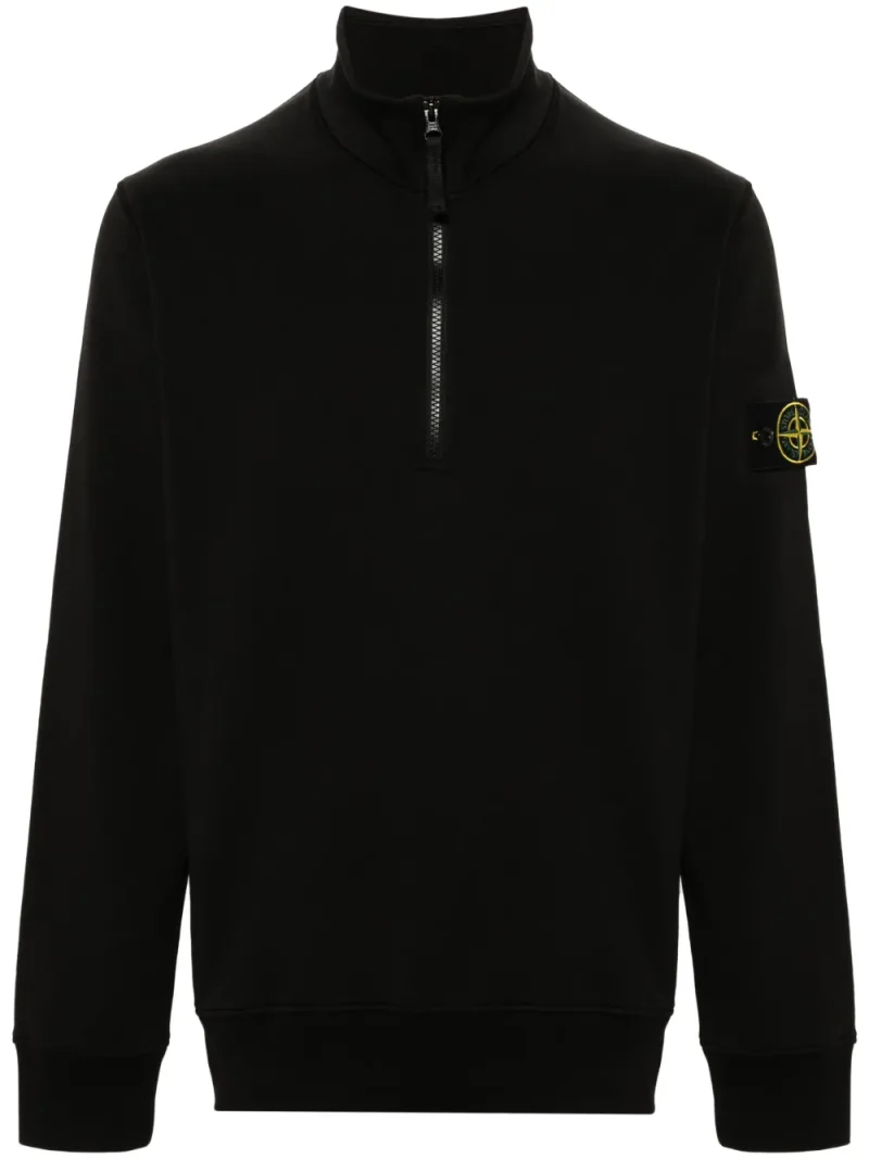 Bluza Stone Island Compass-Patch Zip-Up Black negru