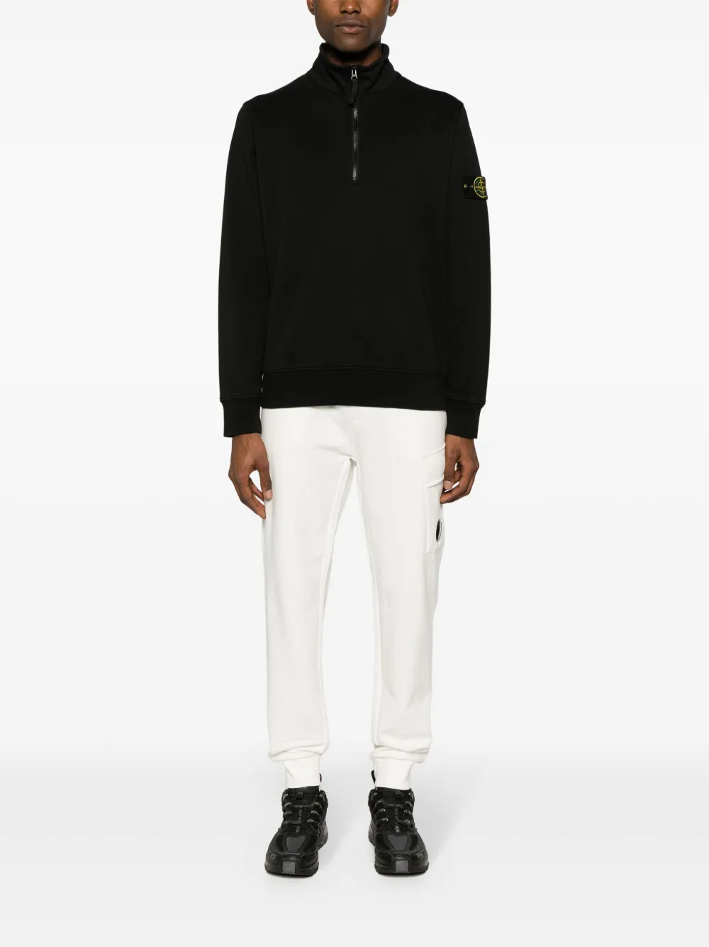 Bluza Stone Island Compass-Patch Zip-Up Black negru - imagine 4