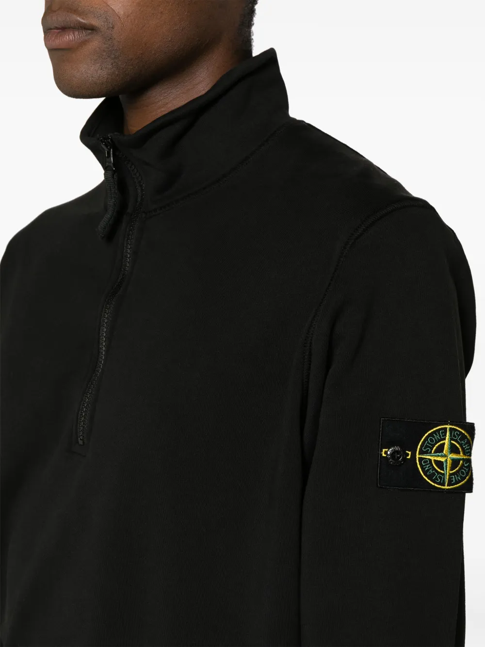 Bluza Stone Island Compass-Patch Zip-Up Black negru - imagine 5