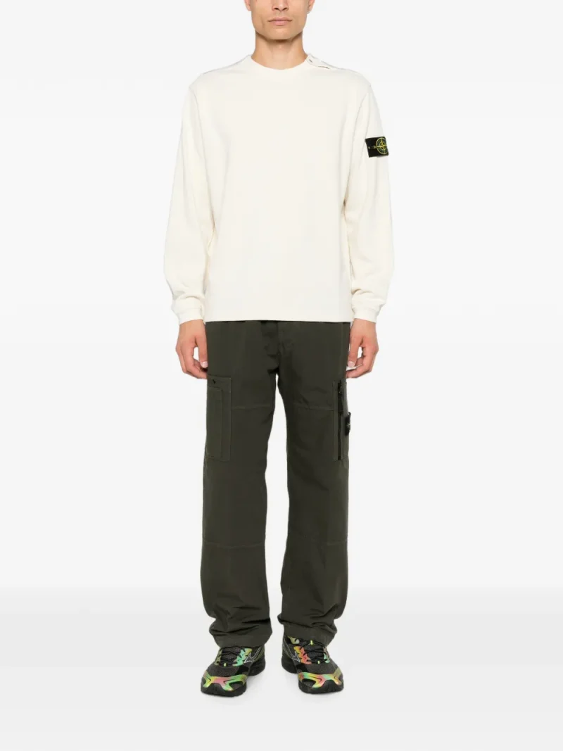Bluza Stone Island Logo-Patch Button-Shoulder bej - imagine 4