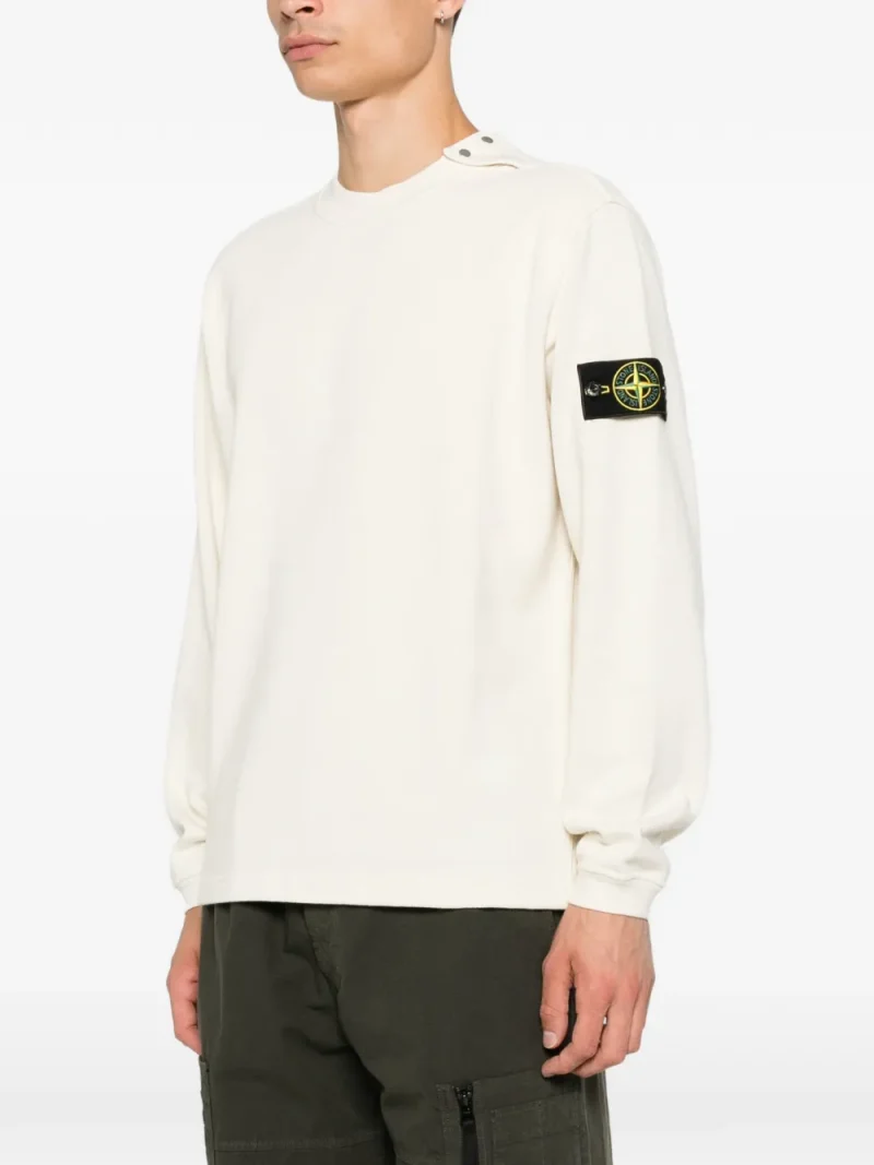 Bluza Stone Island Logo-Patch Button-Shoulder bej - imagine 3