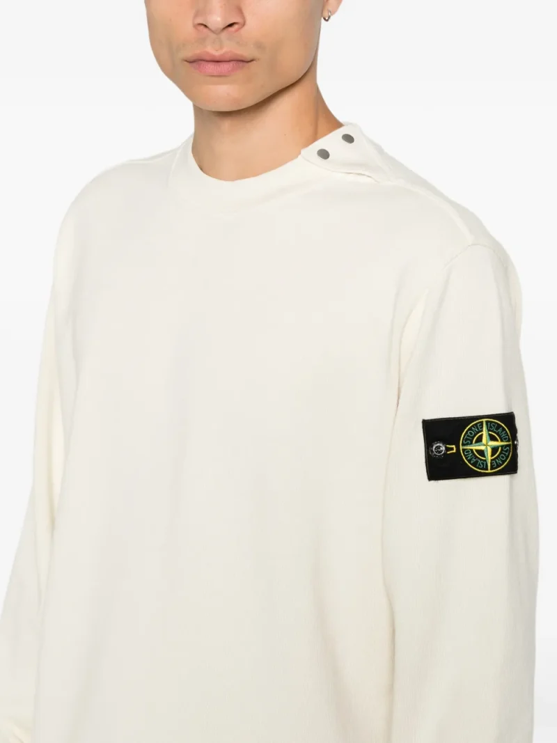 Bluza Stone Island Logo-Patch Button-Shoulder bej - imagine 5