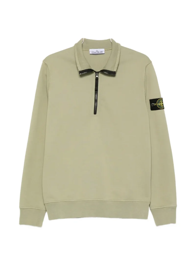 Bluza Stone Island Logo-Patch Half-Zip verde