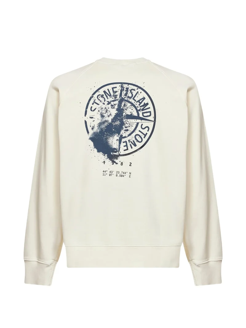 Alternative view of Bluza Stone Island Logo-Print Compass Fleece Oversized ecru