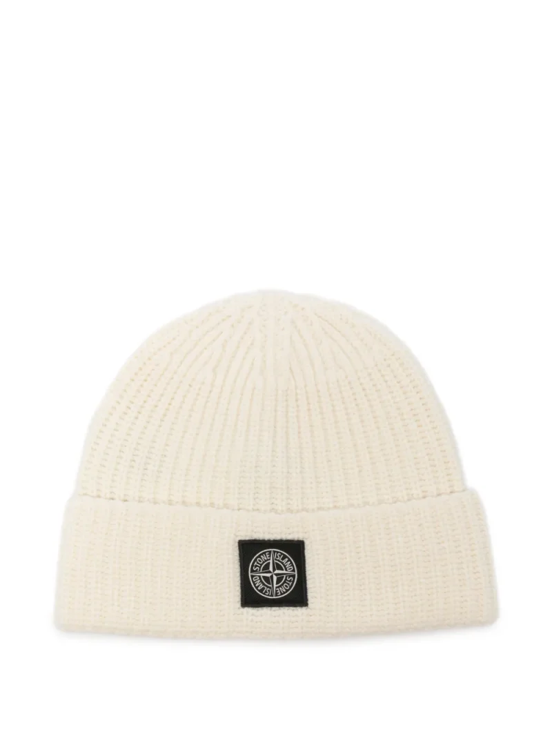 Caciula Stone Island Logo-Patch ecru