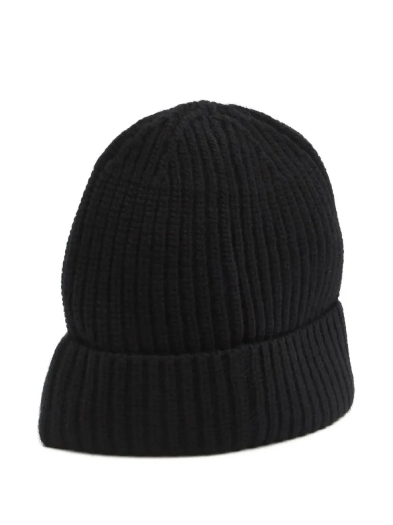Alternative view of Caciula Stone Island Ribbed-Knit Logo negru