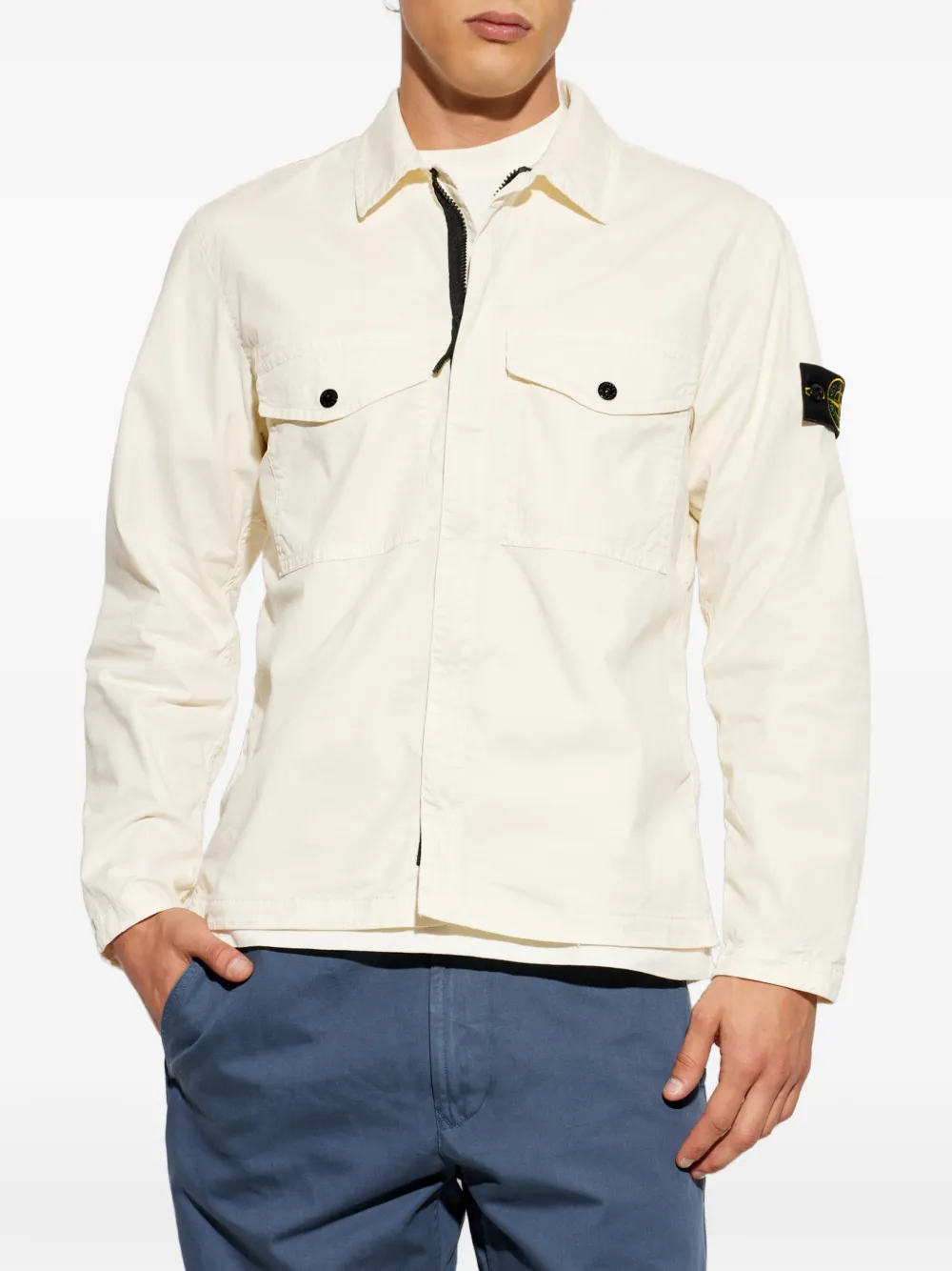 Jacheta Stone Island Logo-Patch bej - imagine 3