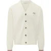 Cardigna Drole De Monsieur Funny Embroidered-Logo ecru