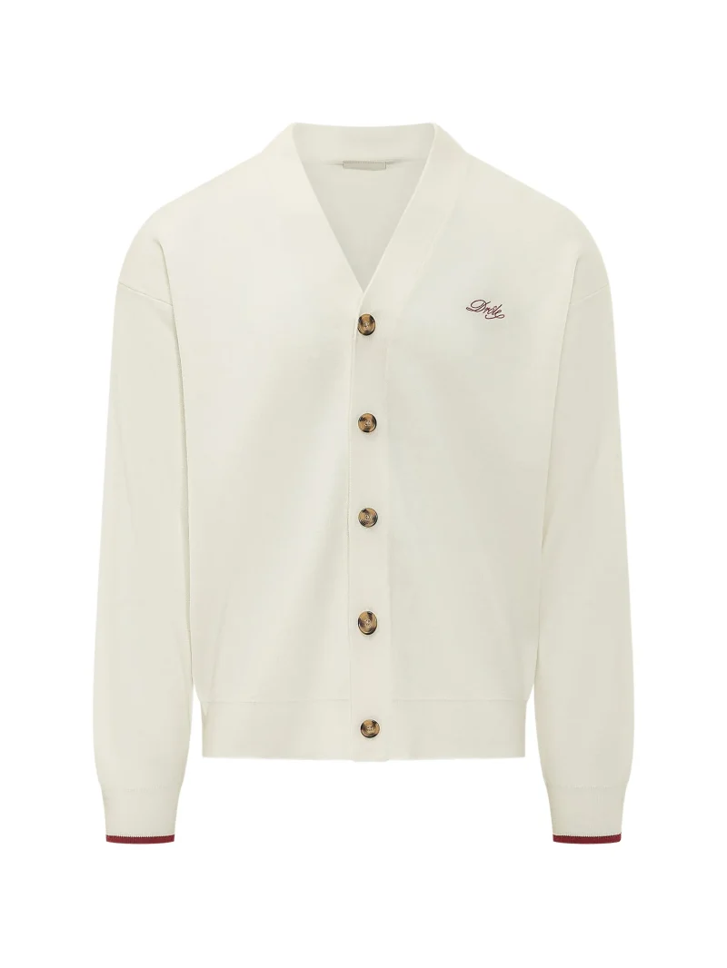 Cardigna Drole De Monsieur Funny Embroidered-Logo ecru