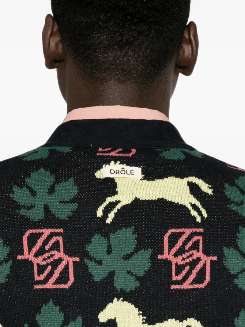 Cardigan Drole De Monsieur Intarsia-Knit multicolor - imagine 5
