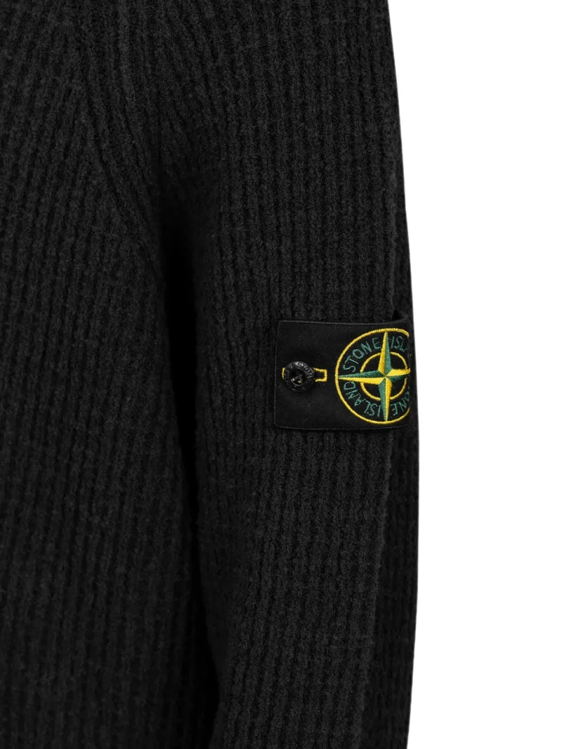 Cardigan Stone Island Full Rib Cotton Boucle negru - imagine 4