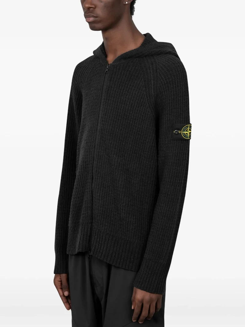 Cardigan Stone Island Full Rib Cotton Boucle negru - imagine 3
