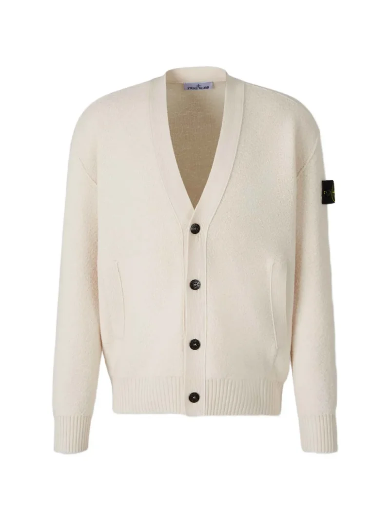 Cardigan Stone Island Logo-Patch Button-up bej