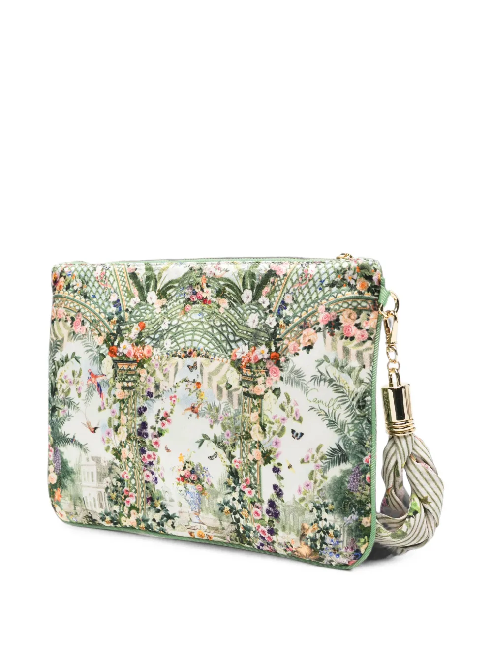 Clutch Scarf Floral-Print Silk-Scarf verde - imagine 2