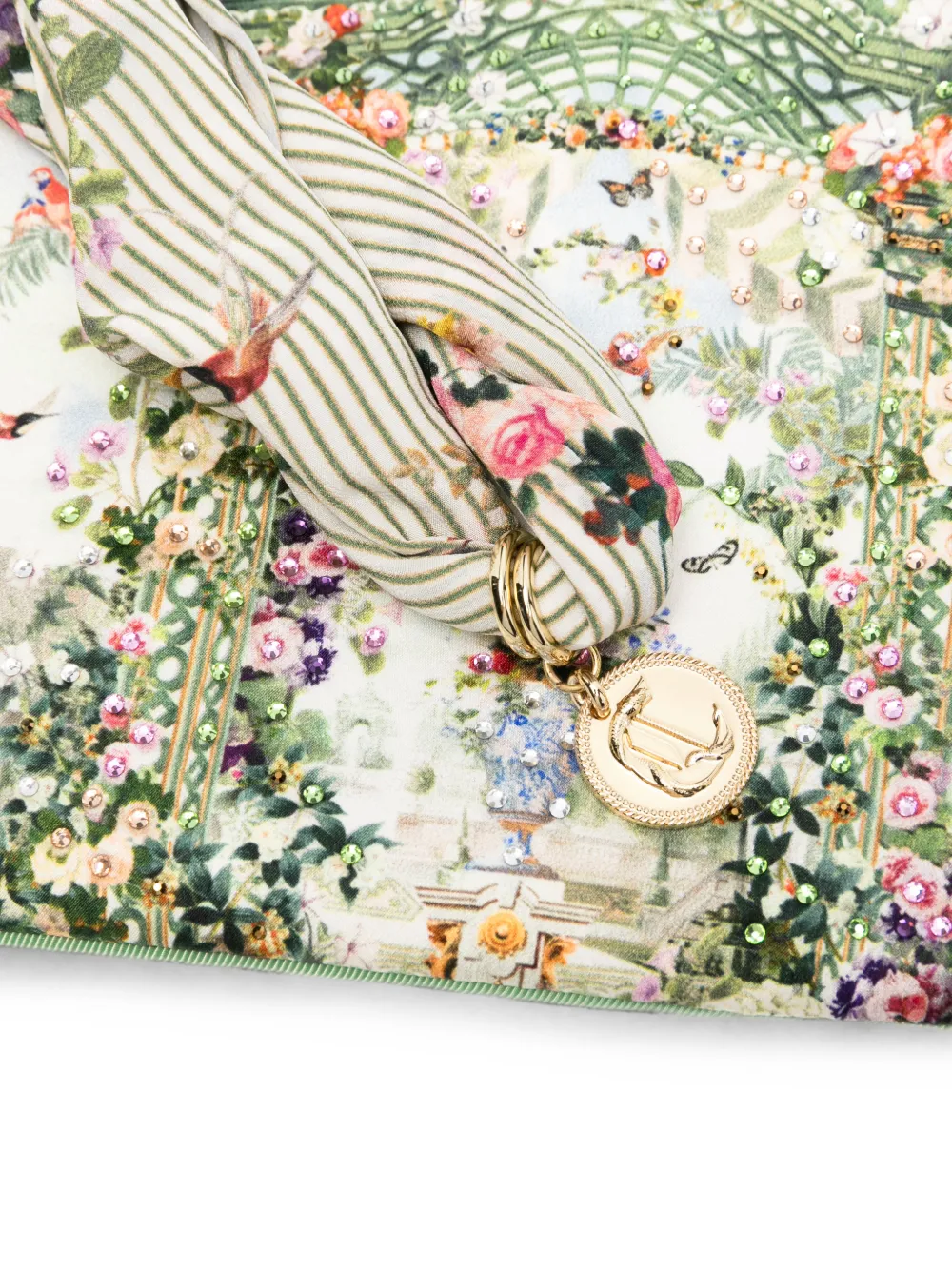 Clutch Scarf Floral-Print Silk-Scarf verde - imagine 4