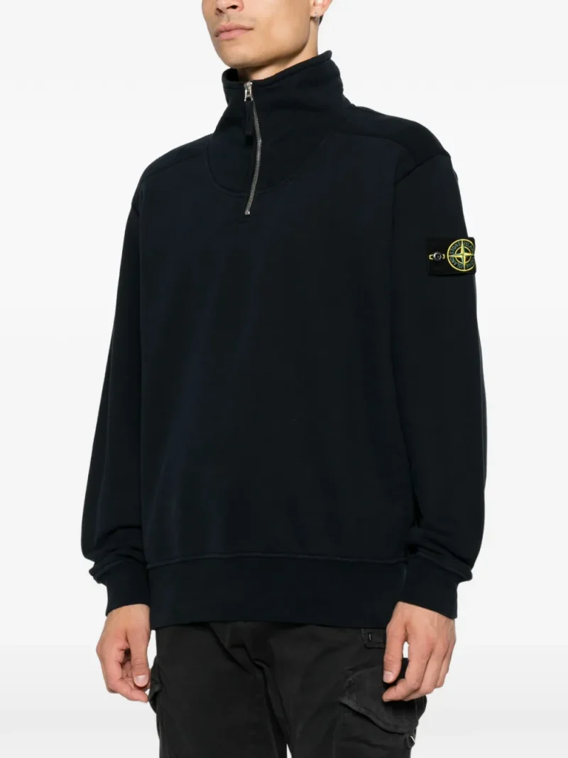 Hanorac Stone Isalnd Felpa Quarter-Zip Logo-Patch bleumarin - imagine 3