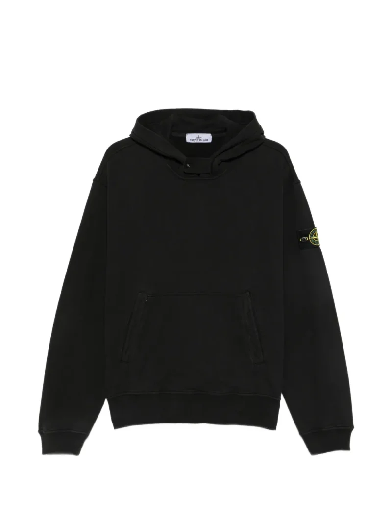 Hanorac Stone Island Logo-Patch Pouch-Pocket negru