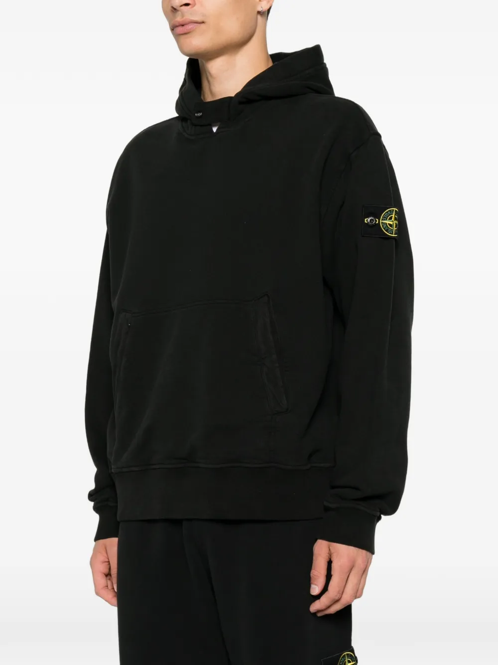 Hanorac Stone Island Logo-Patch Pouch-Pocket negru - imagine 3
