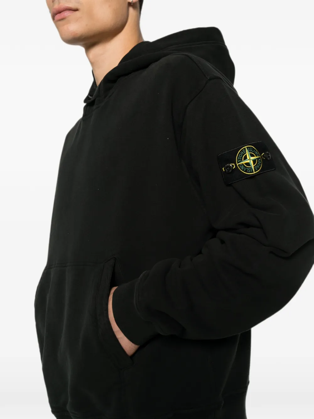 Hanorac Stone Island Logo-Patch Pouch-Pocket negru - imagine 5