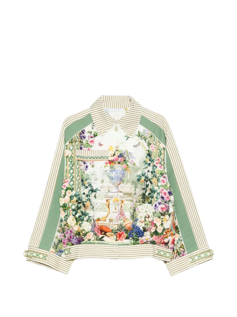 Jacheta Camilla Floral-Print Boxy verde