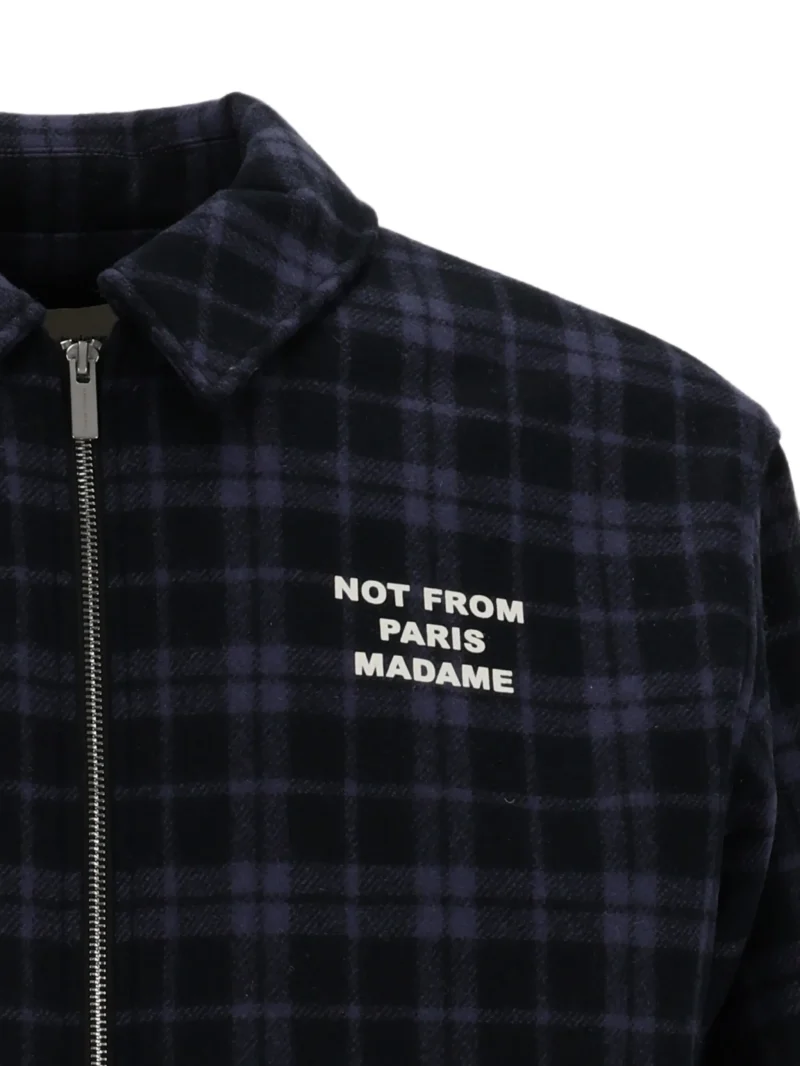 Jacheta Drole De Monsieur Check-Pattern Slogan bleumarin - imagine 5