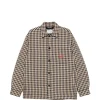 Jacheta Drole De Monsieur Gingham-Check Slogan-Print bej