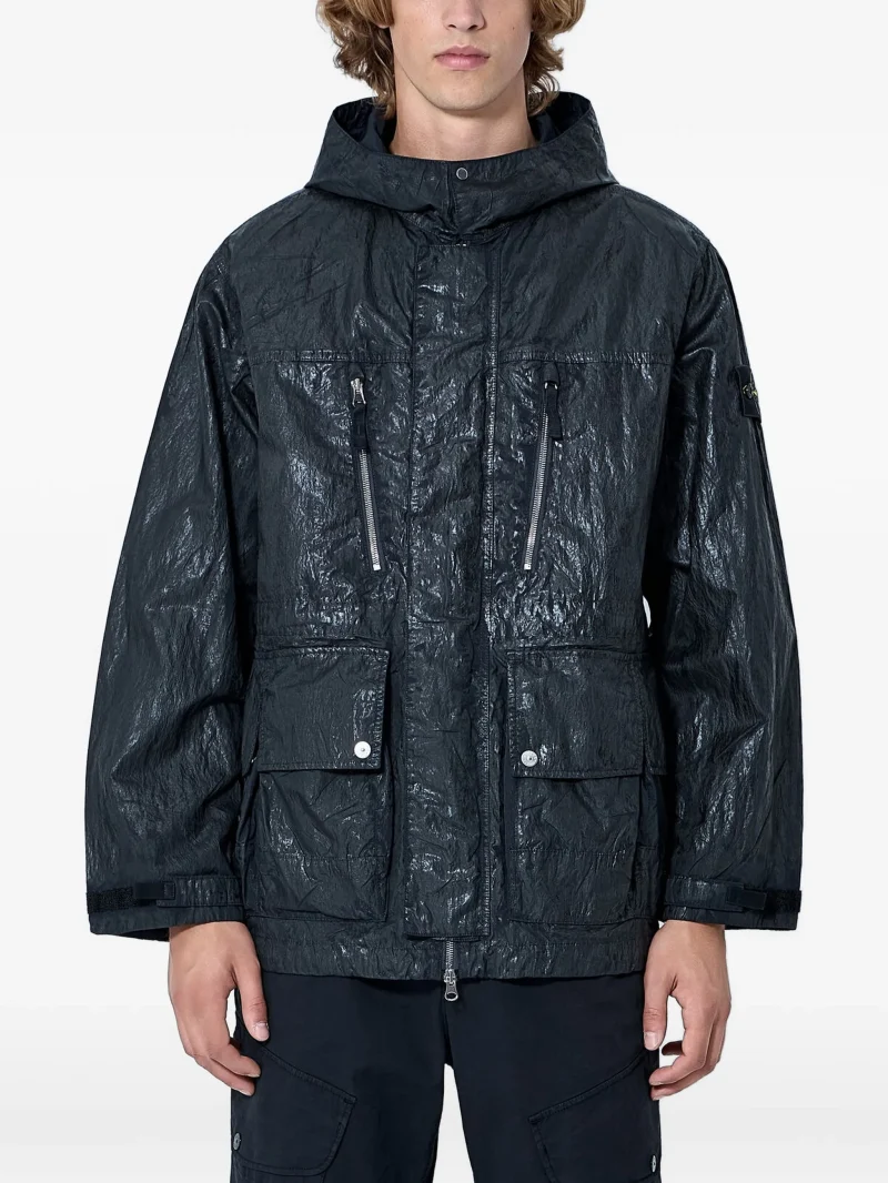 Jacheta Stone Island Hooded Zip-Up negru