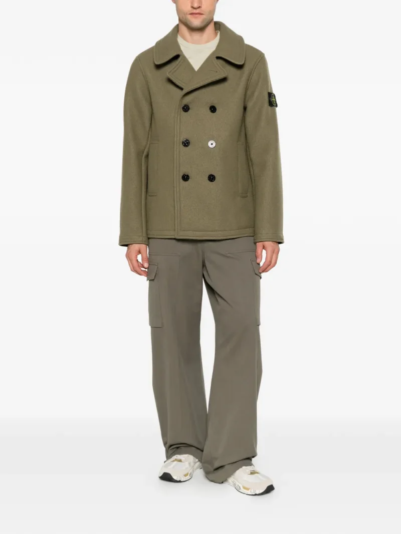 Palton Stone Island Heavy Melton Peacoat khaki - imagine 3