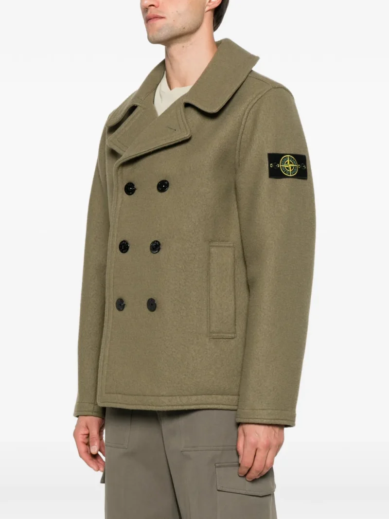 Palton Stone Island Heavy Melton Peacoat khaki - imagine 4