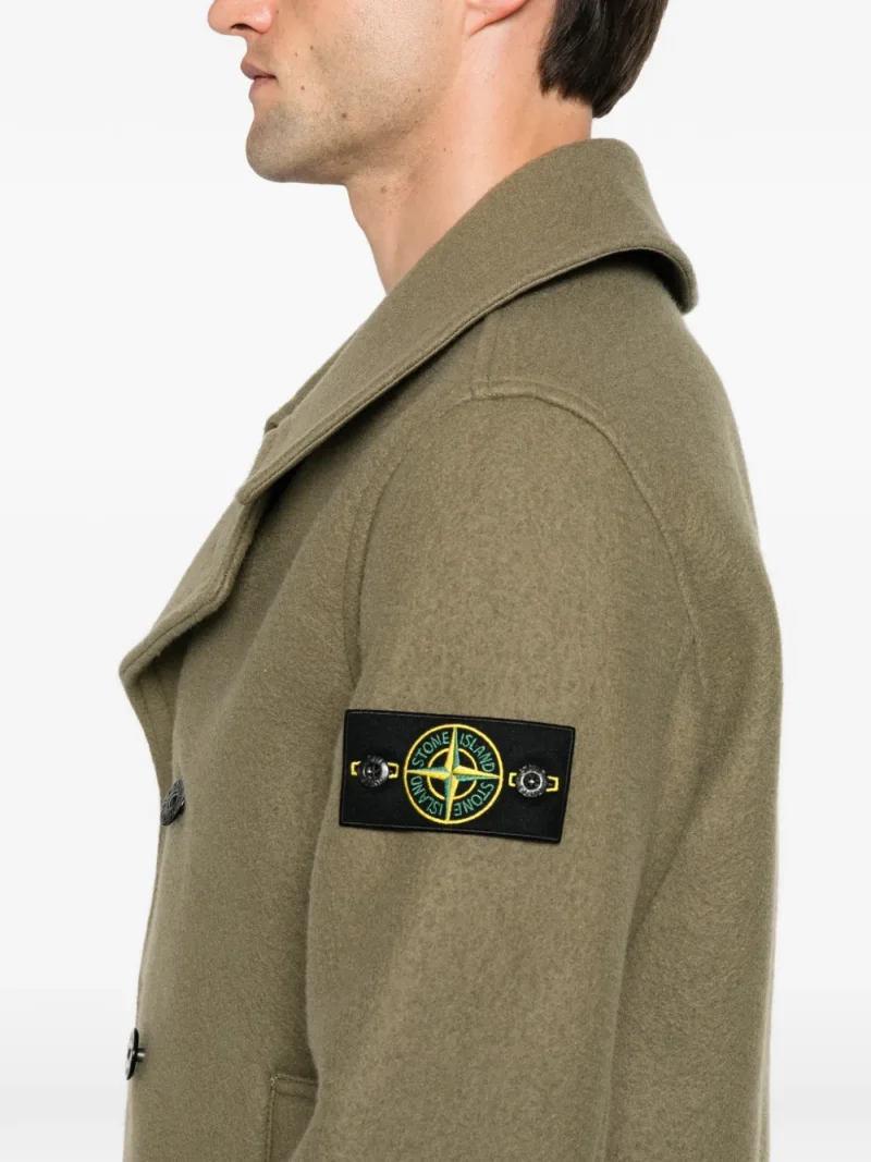 Palton Stone Island Heavy Melton Peacoat khaki - imagine 5