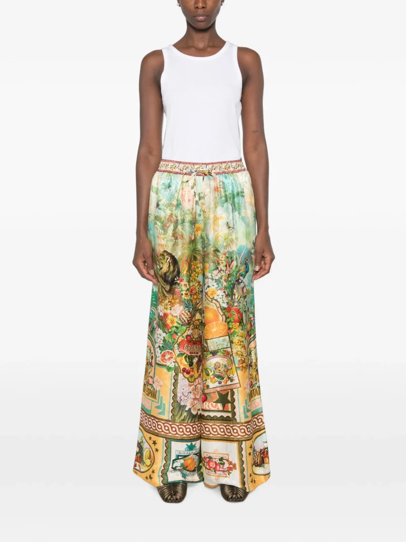 Pantaloni Camilla Graphic-Print Palazzo multicolor - imagine 4
