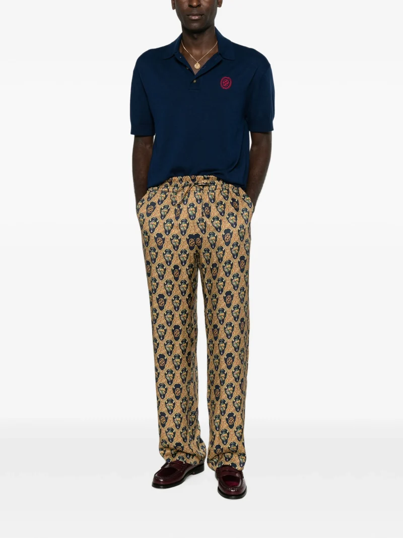 Pantaloni Drole De Monsieur Graphic-Print Drawstring bej - imagine 4