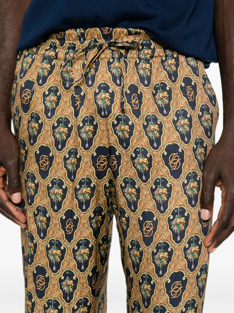 Pantaloni Drole De Monsieur Graphic-Print Drawstring bej - imagine 5