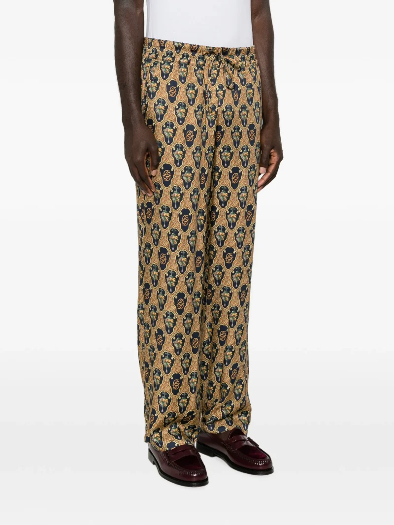 Pantaloni Drole De Monsieur Graphic-Print Drawstring bej - imagine 3