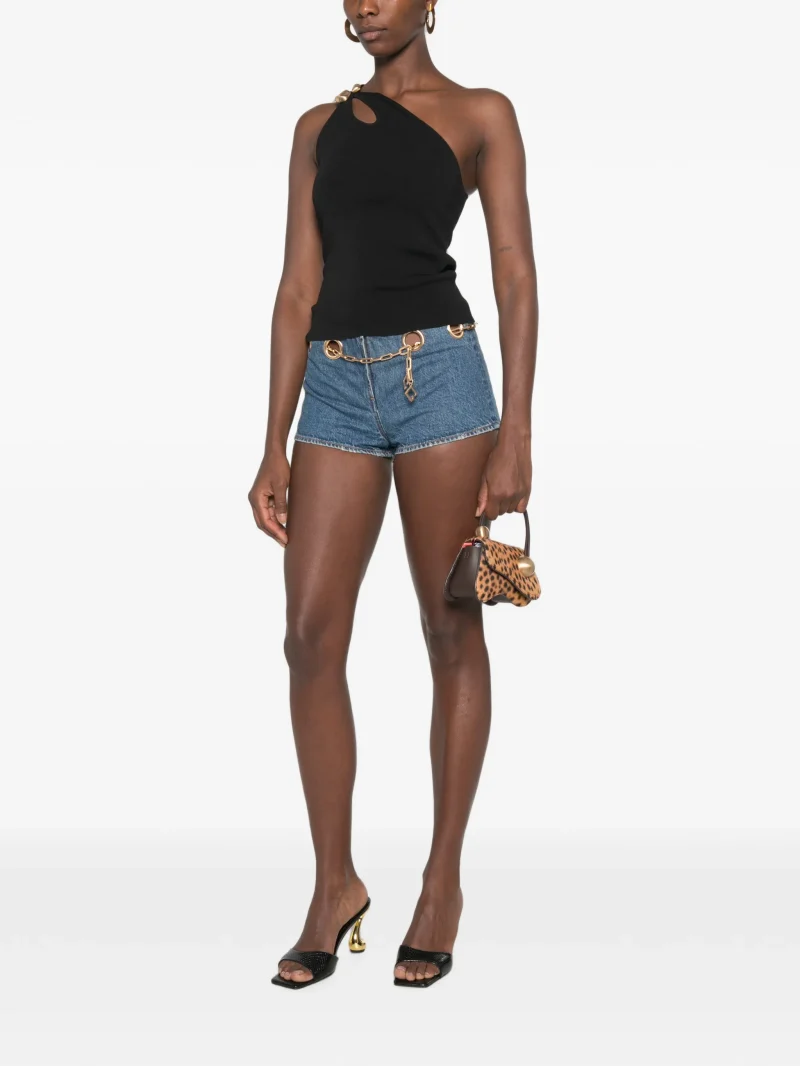 Pantaloni scurti Cult Gaia Baba Chain-Belt Denim albastru - imagine 4