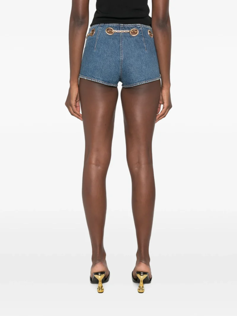 Pantaloni scurti Cult Gaia Baba Chain-Belt Denim albastru - imagine 3
