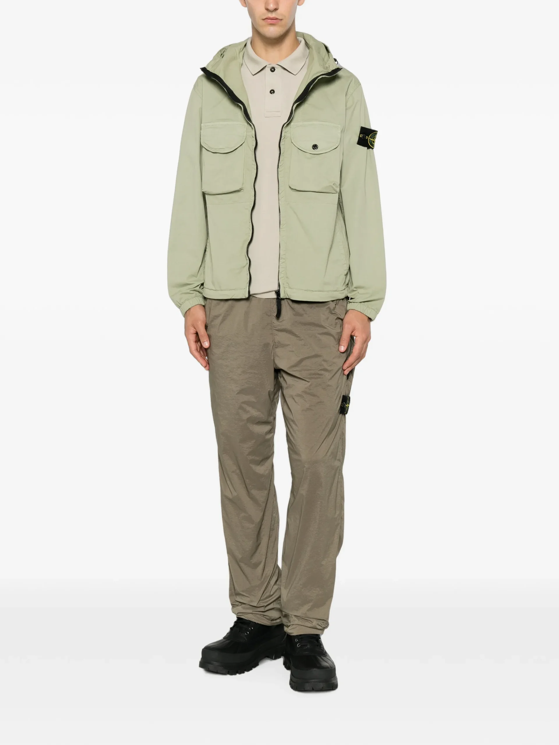 Pantaloni Stone Island Compass-Motif Track khaki - imagine 4