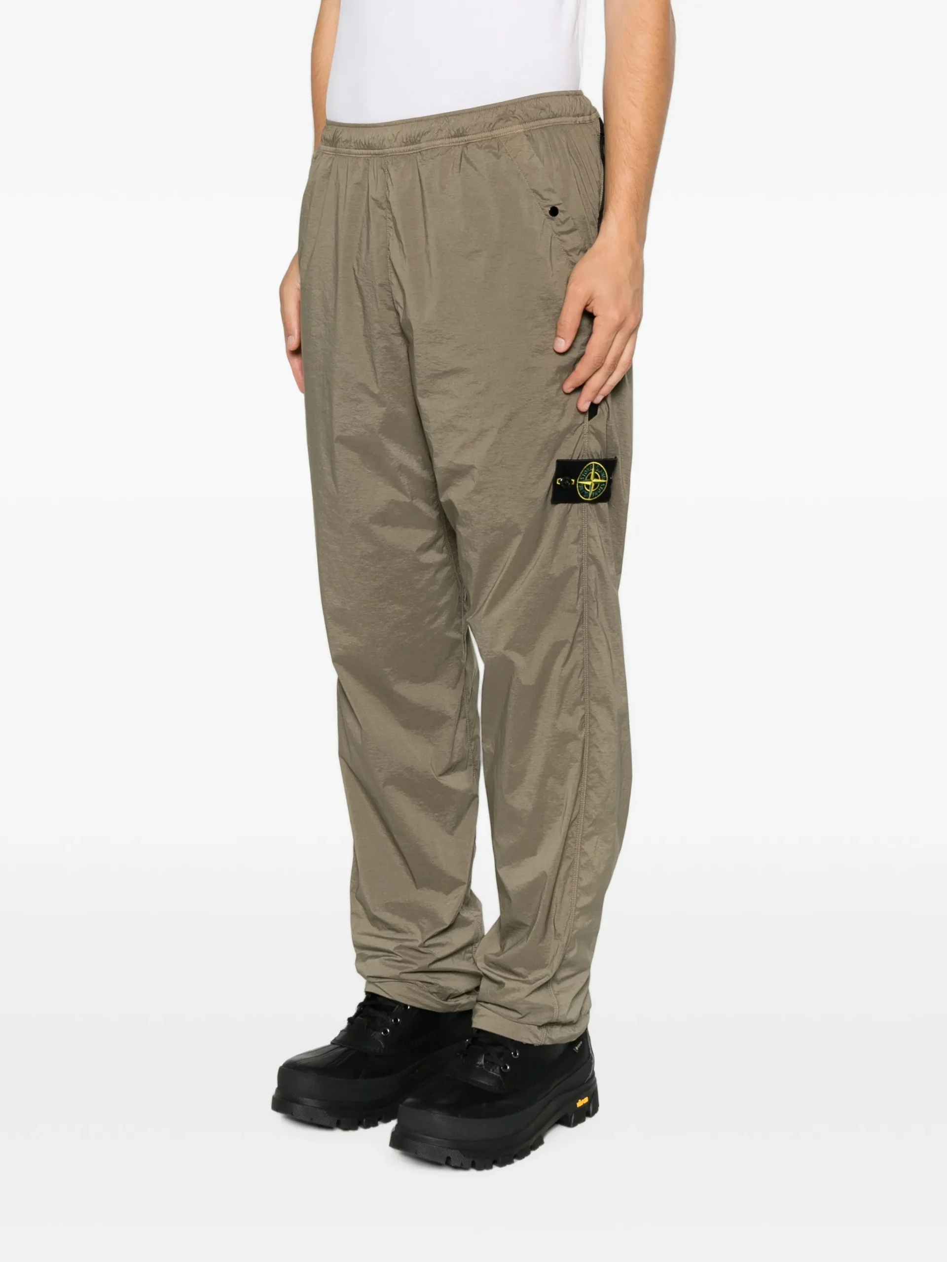 Pantaloni Stone Island Compass-Motif Track khaki - imagine 3