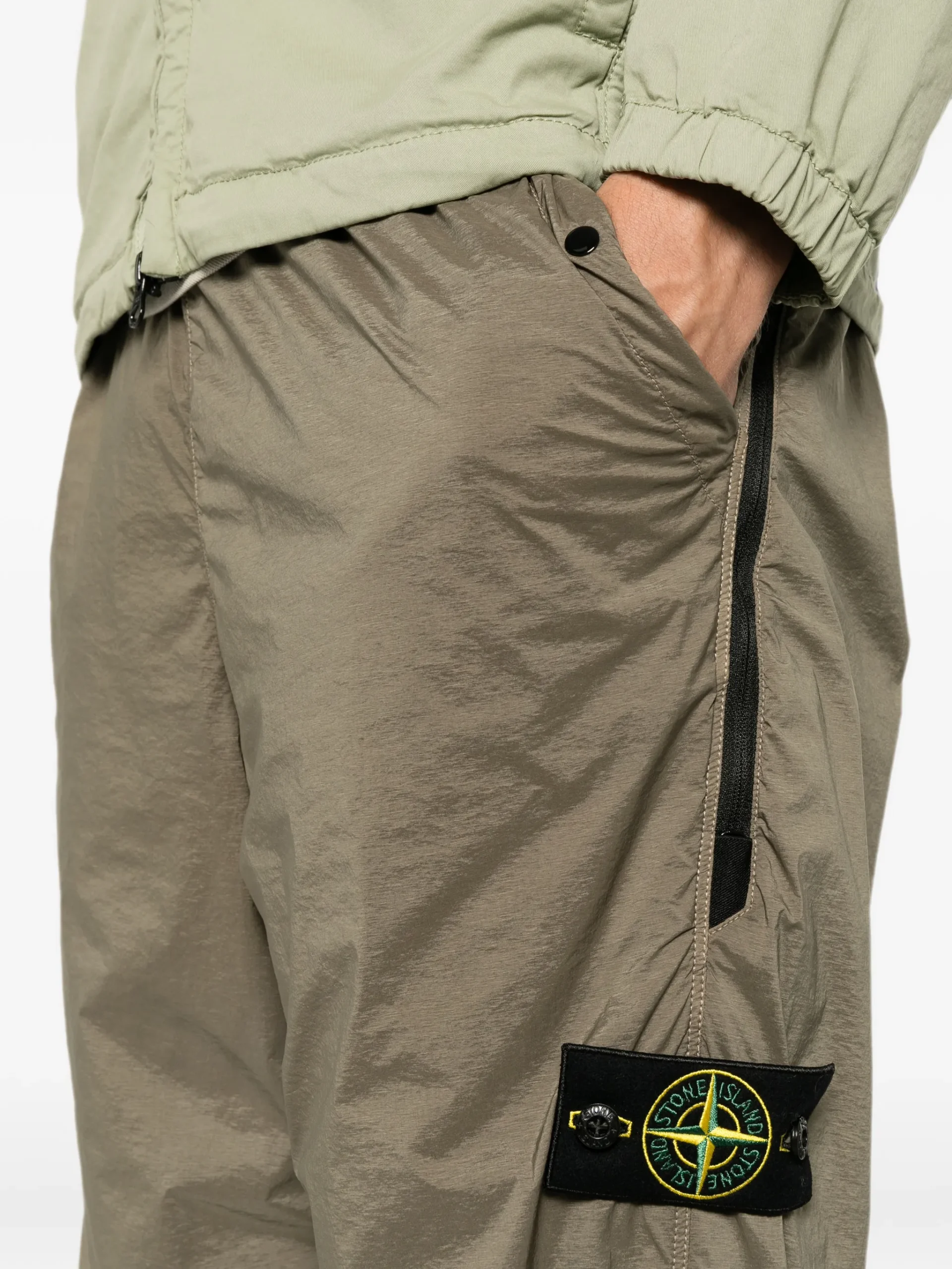Pantaloni Stone Island Compass-Motif Track khaki - imagine 5