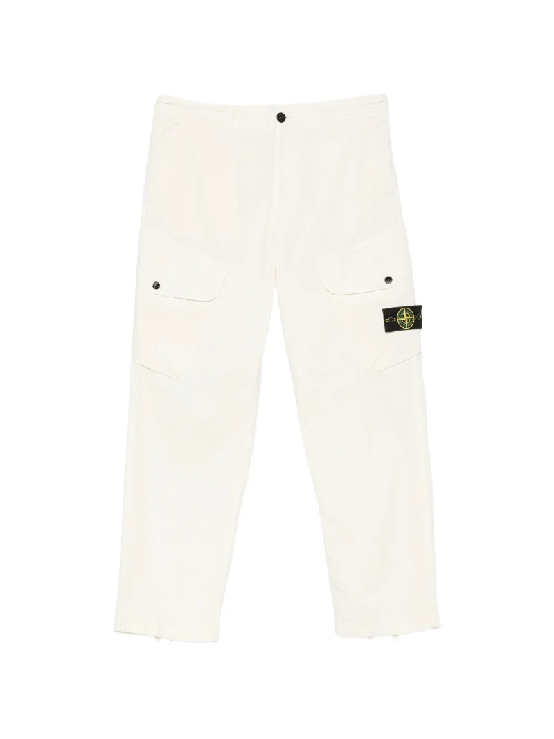 Pantaloni Stone Island Logo-Patch Cargo ecru
