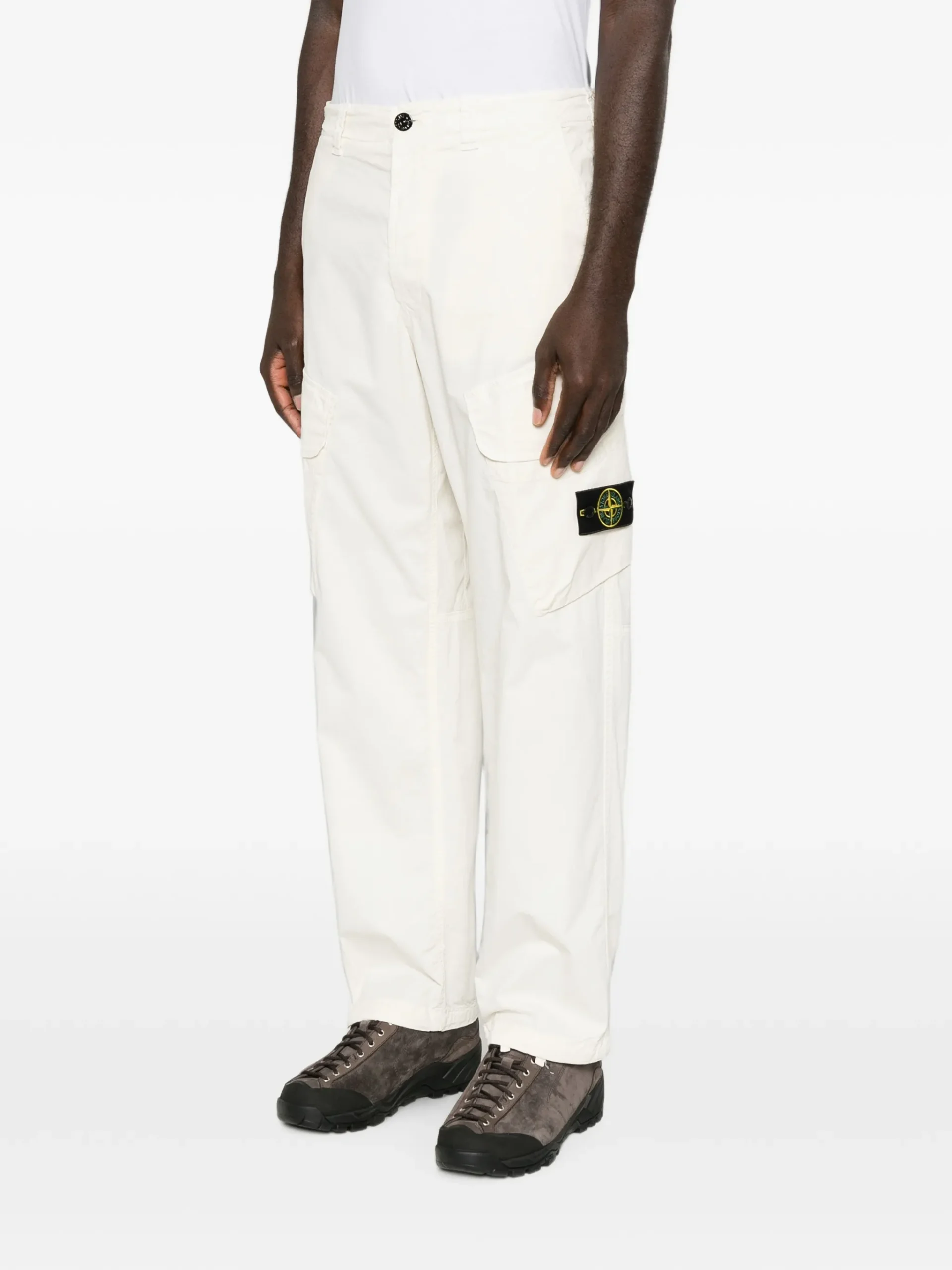 Pantaloni Stone Island Logo-Patch Cargo ecru - imagine 3