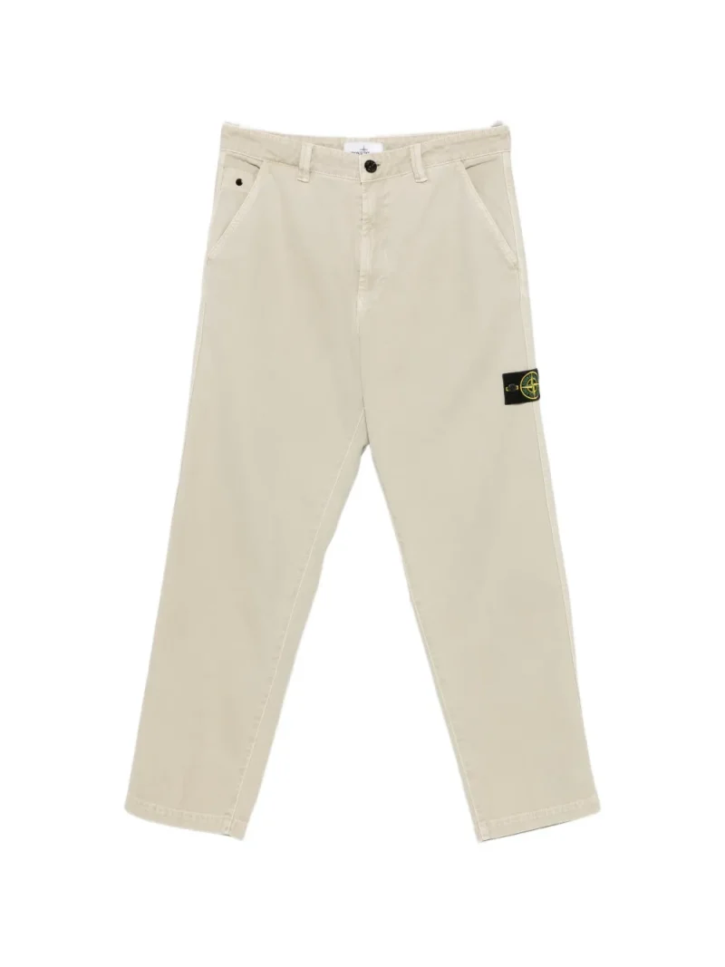 Pantaloni Stone Island Logo-Patch Straight-Leg bej
