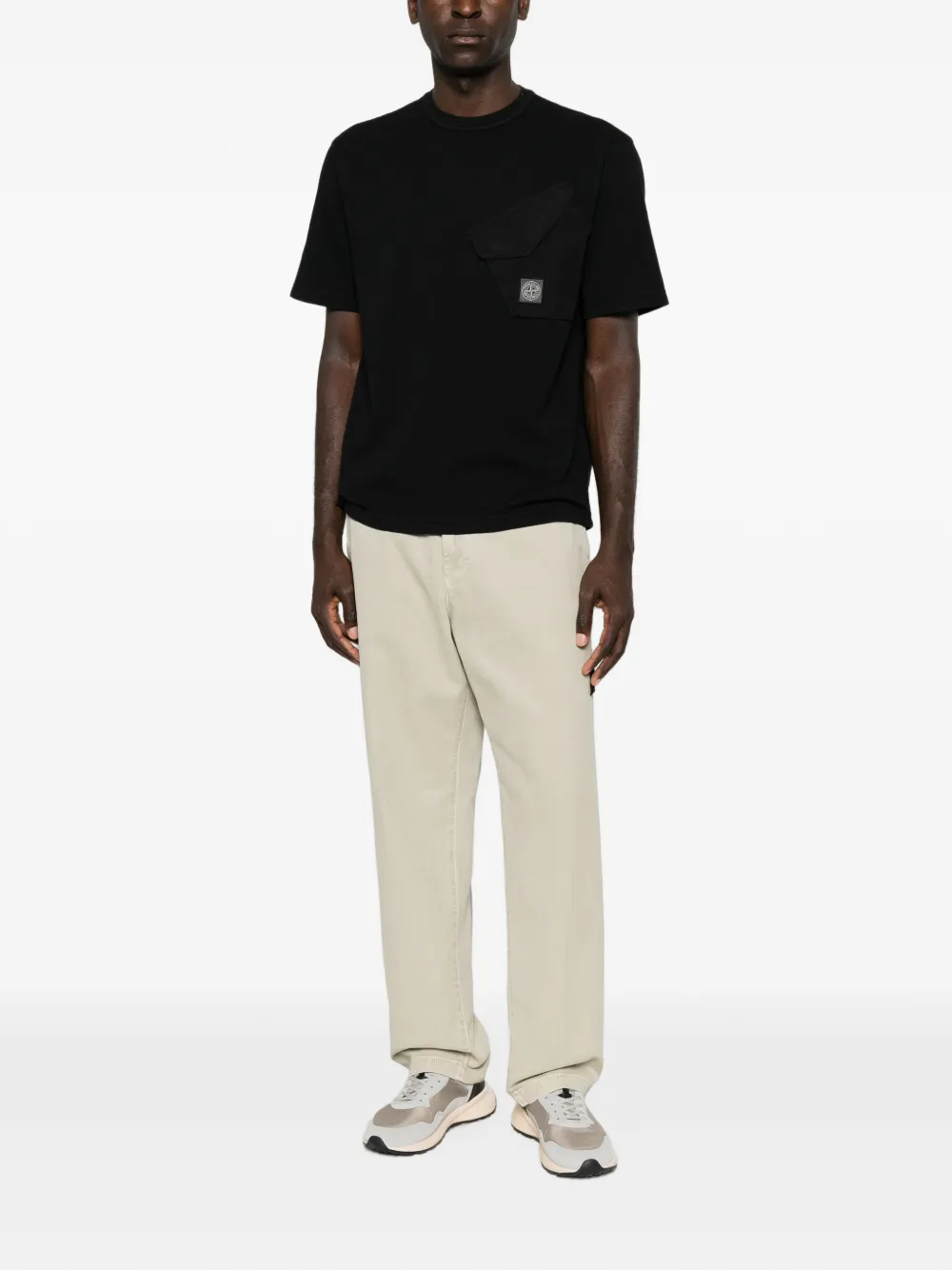 Pantaloni Stone Island Logo-Patch Straight-Leg bej - imagine 4